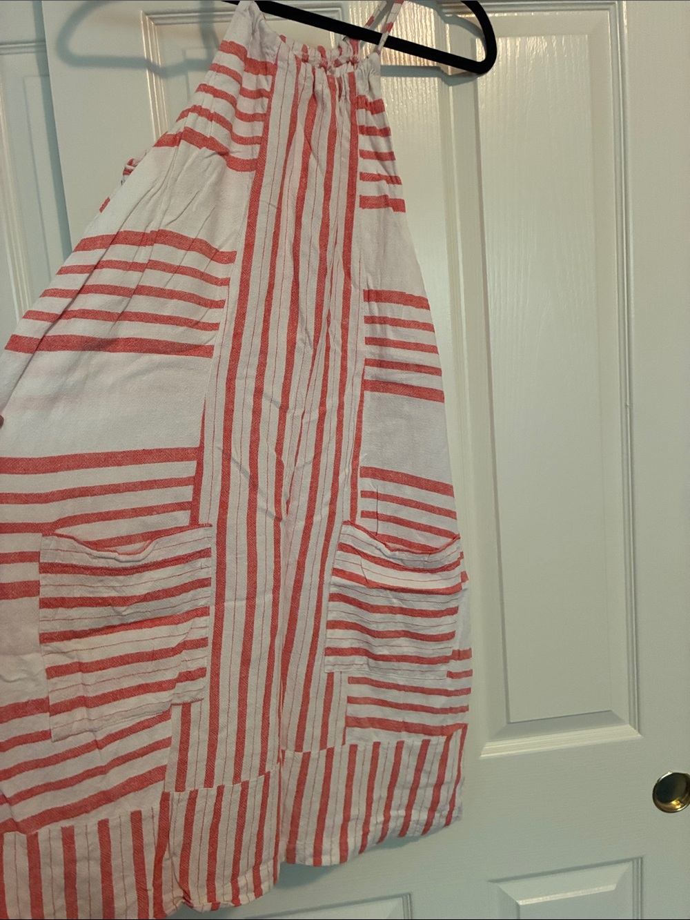 Old Navy Red and White Striped Sleeveless Dress